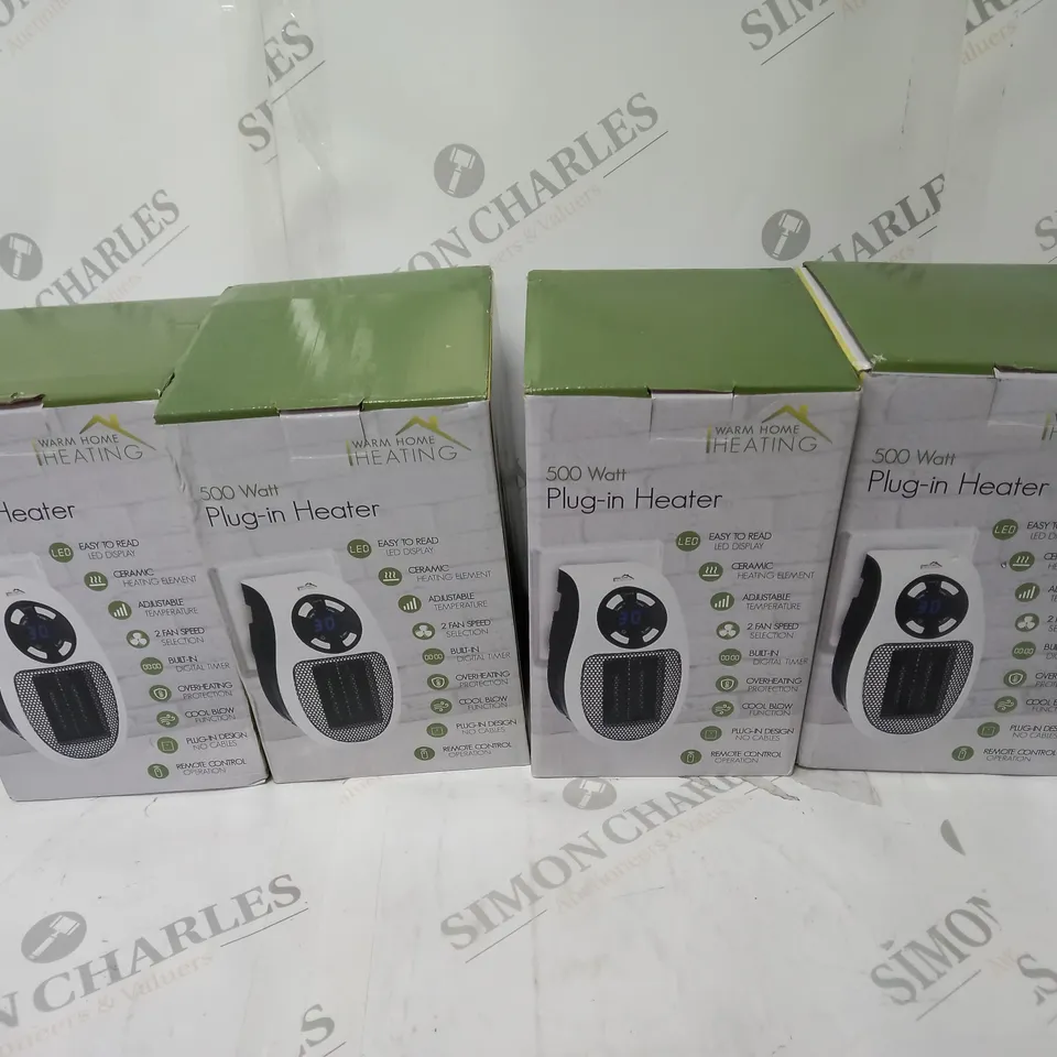 4 BOXED 500 WATT PLUG-IN HEATER