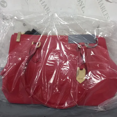 RUTH LANGSFORD RED FAUX LEATHER BAG