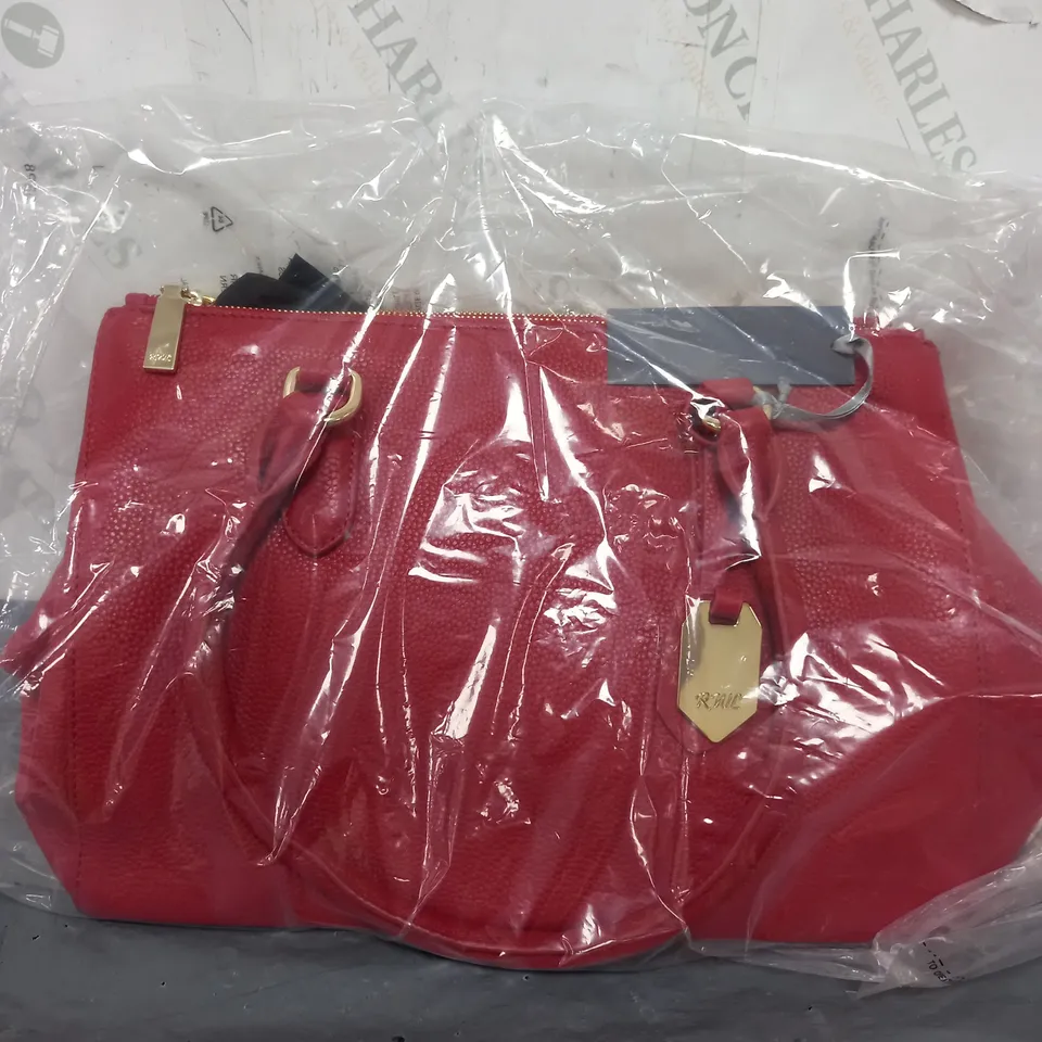RUTH LANGSFORD RED FAUX LEATHER BAG 
