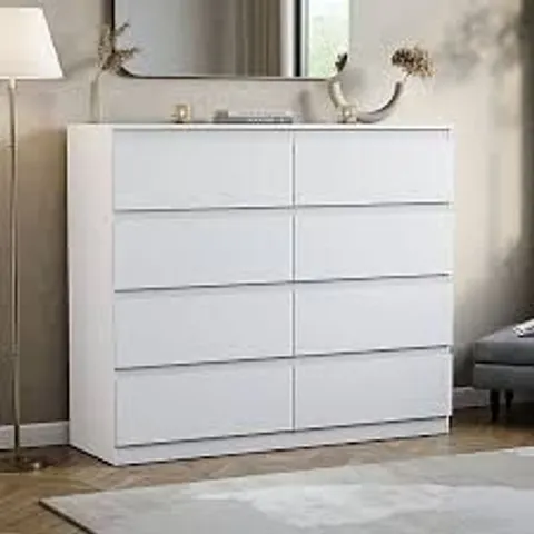 BOXED LASSIC VIDA DESIGN DENVER 8 DRAWER CHEST - WHITE (2 BOXES)