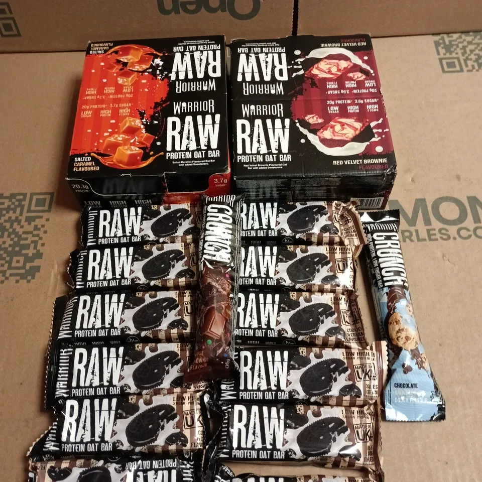 APPROXIMATELY 20 WARRIOR RAW PROTEIN OAT BARS VARIOUS FLAVOURS 