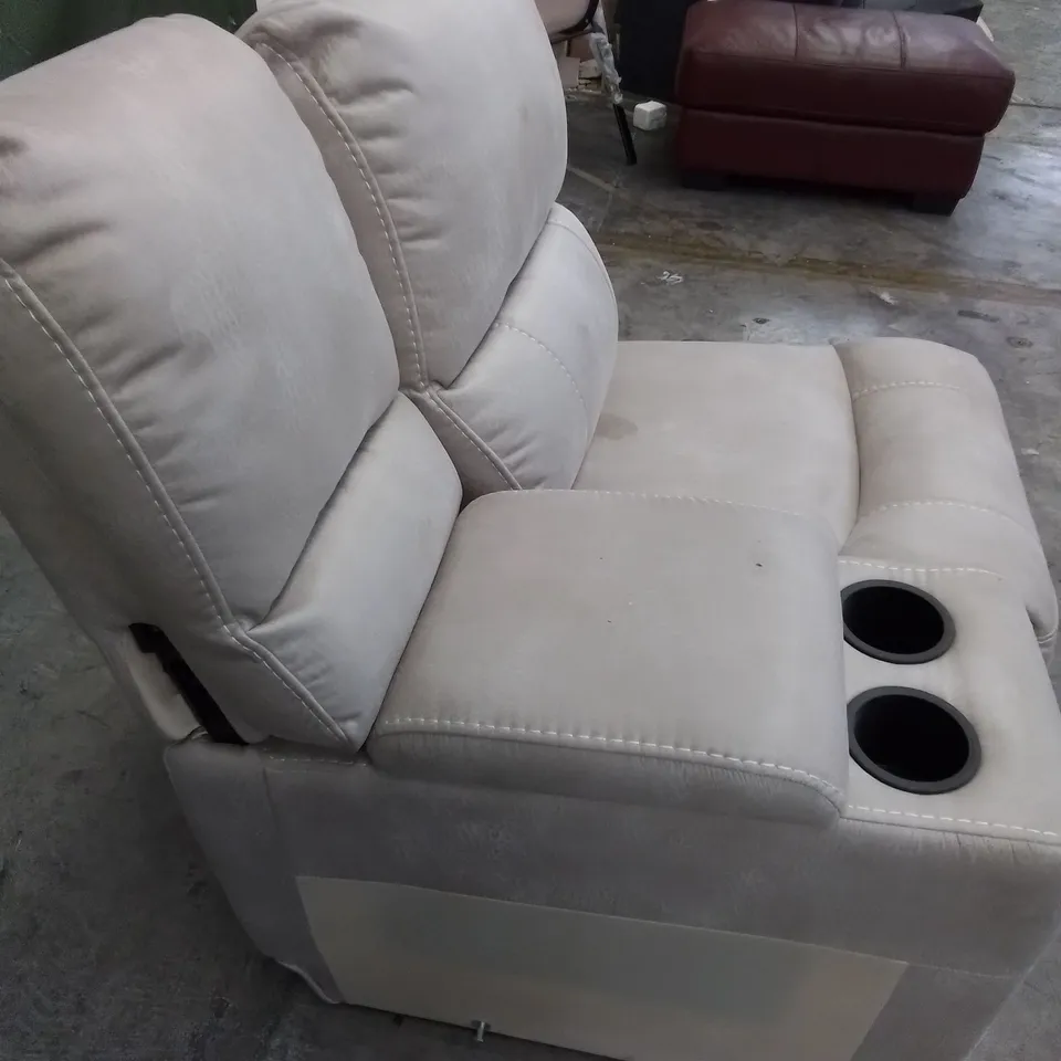 DESIGNER MADRID ARMLESS UNIT NAPPA AIR FABRIC IN BIEGE WITH MATCHING SEAT UNIT