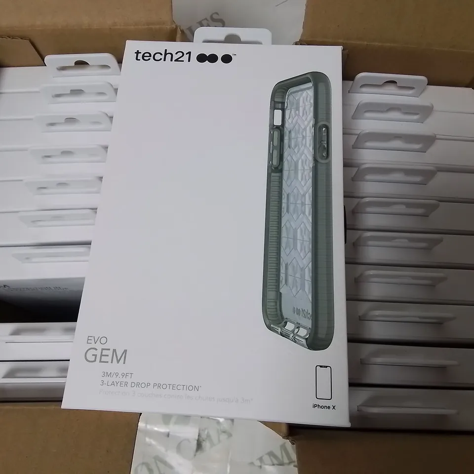 LOT OF APPROXIMATELY 20 TECH 21 EVO GEM GREY PHONE CASES FOR IPHONE X