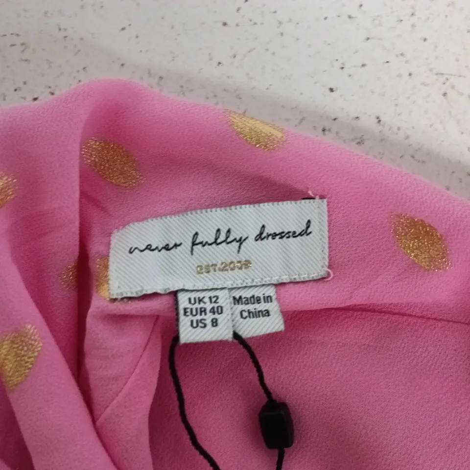 NEVER FULLY DRESSED PINK SOPHIE DRESS WITH GOLD FLECK – UK 12