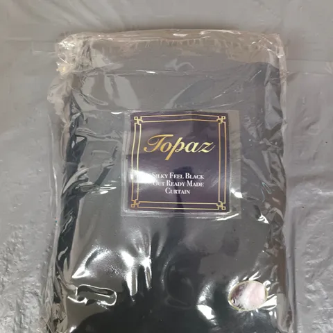 5 X TOPAZ SILKY FEEL BLACK OUT READY MADE CURTAINS - 90 X 90"