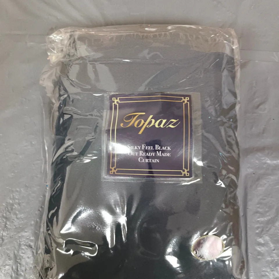 5 X TOPAZ SILKY FEEL BLACK OUT READY MADE CURTAINS - 90 X 90"