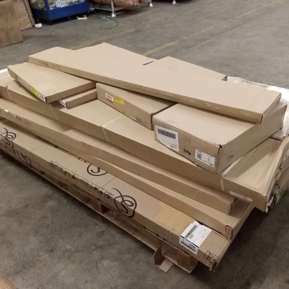 PALLET OF ASSORTED INCOMPLETE DESIGNER FURNITURE PARTS AND PIECES 