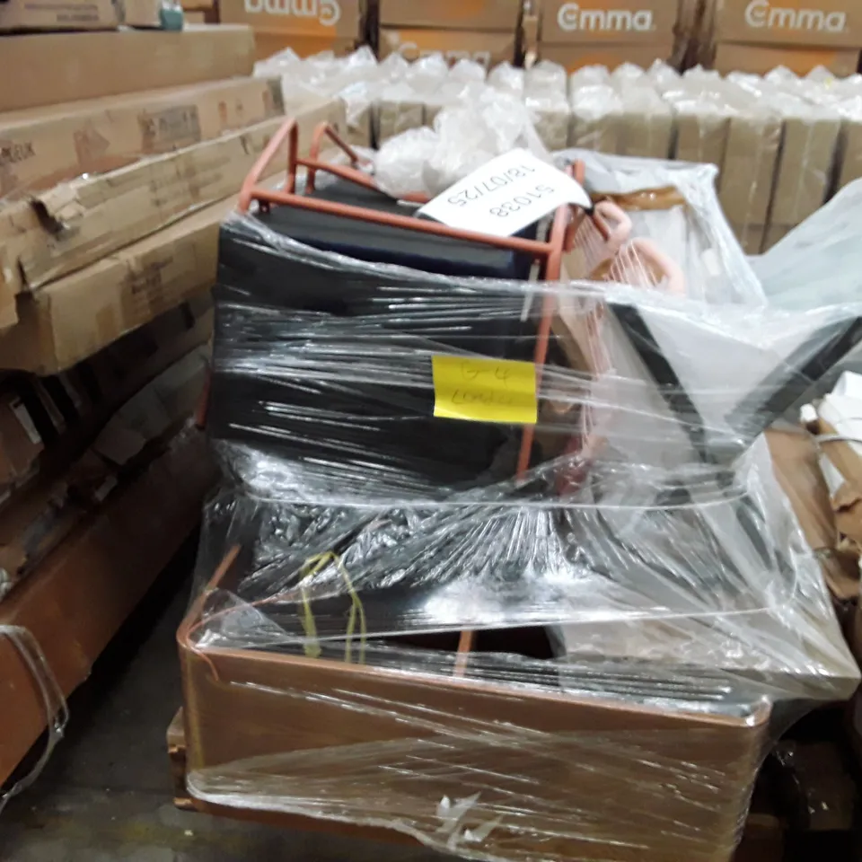 PALLET CONTAIN AN ASSORTMENT OF INCOMPLETE  FURNITURE AND CHAIRS ECT