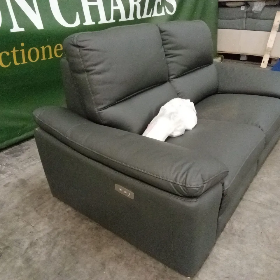 PAVILION 2 SEATER LEATHER/FAUX LEATHER POWER RECLINER SOFA - CHARCOAL RRP £949