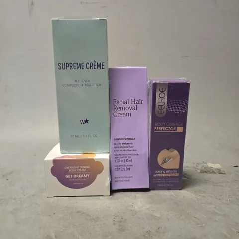 APPROXIMATELY 15 ASSORTED HEALTH & BEAUTY ITEMS TO INCLUDE - SUPREME CREME , GET DREAMY , FACIAL HAIR REMOVAL CREAM ETC