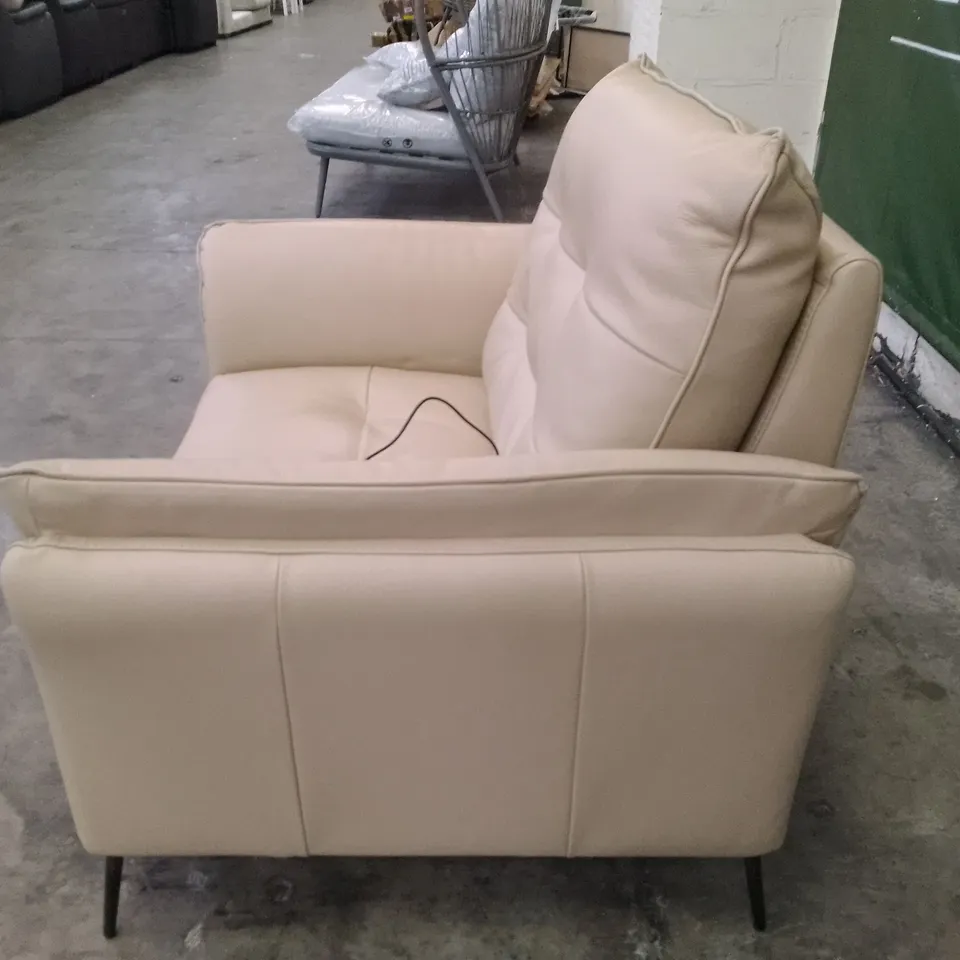 QUALITY ITALIAN DESIGNER BOLZANO ELECTRIC RECLINER CHAIR - BEIGE LEATHER