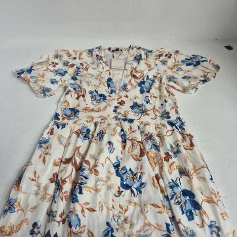 NOBODYS CHILD SAVANNA SARASA STARLIGHT MIDI DRESS – WHITE FLORAL, UK 12