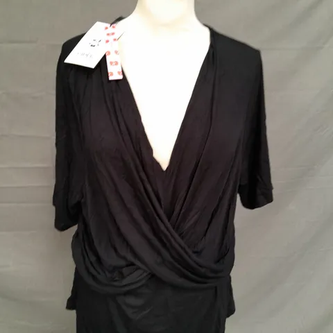 CIDER LADIES CROSS FRONT TOP BLACK SIZE XXL
