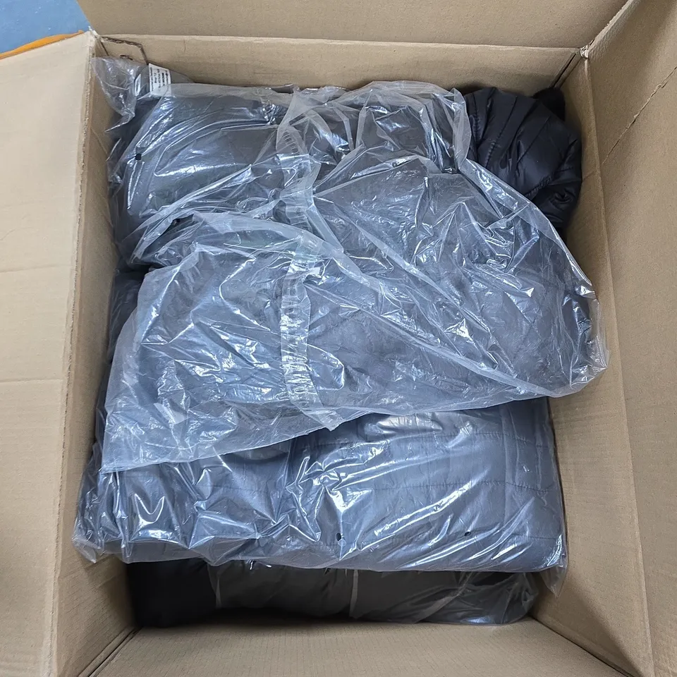 LARGE QUANTITY OF BLACK PUFFER COATS WITH FUR HOOD IN VARIOUS SIZES - COLLECTION ONLY