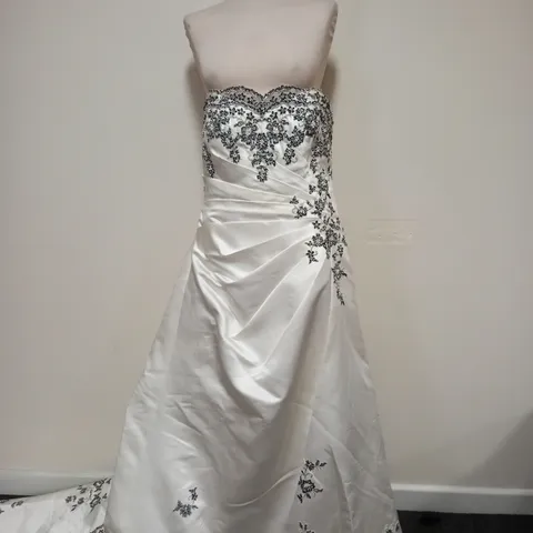JUILAIN ADAM ASTON WHITE & SILVER WEDDING DRESS - SIZE 14