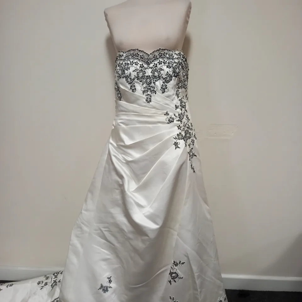 JUILAIN ADAM ASTON WHITE & SILVER WEDDING DRESS - SIZE 14