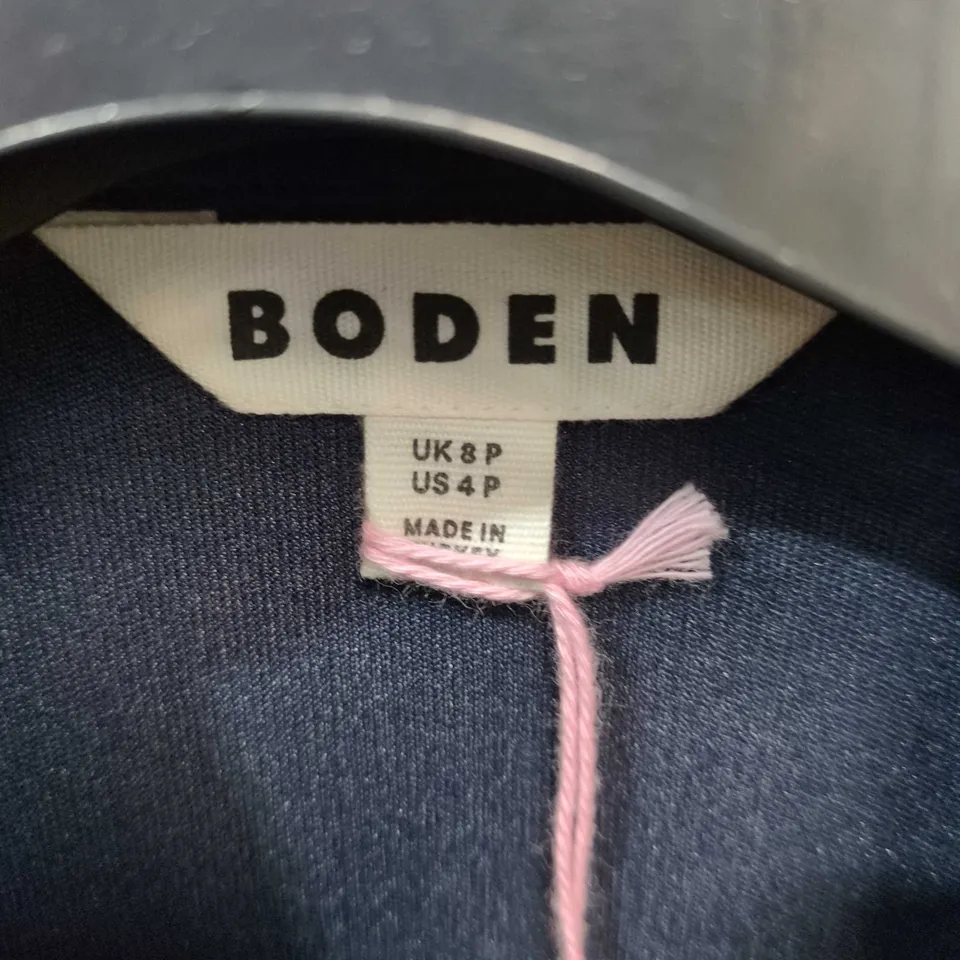 BODEN NAVY DRESS, UK 8P (US 4P) – LONG-SLEEVE COLLARED SHIRT DRESS