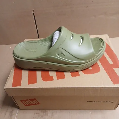 FITFLOP OLIVE GREEN SLIP-ON SANDALS – WOMEN'S UK 5 BOXED