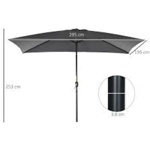 BOXED AQUISHA 295cm MARKET PARASOL - BLACK (1 BOX)