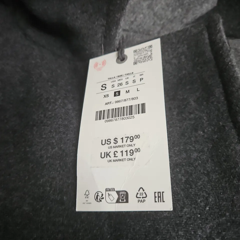 ZARA WOMEN'S DARK GREY COAT - SIZE S (UK)