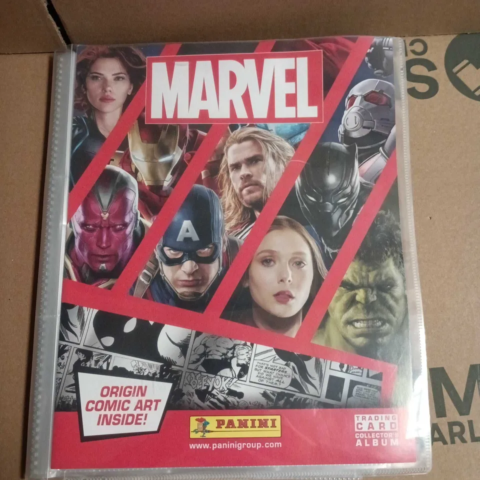 PANINI MARVEL TRADING CARD ALBUM WITH COLLECTOR CARDS