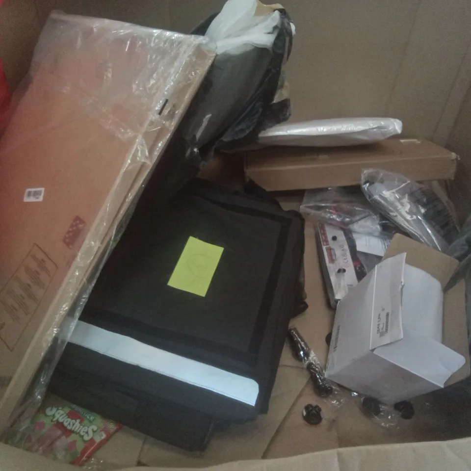 PALLET OF ASSORTED ITEMS INCLUDING HOMIDEC PORTABLE WARDROBE, AIR MULTIPLIER TOWER FAN, KIDS NINJA COSTUME, TOILET SEAT, LIGHTWEIGHT LAP DESK