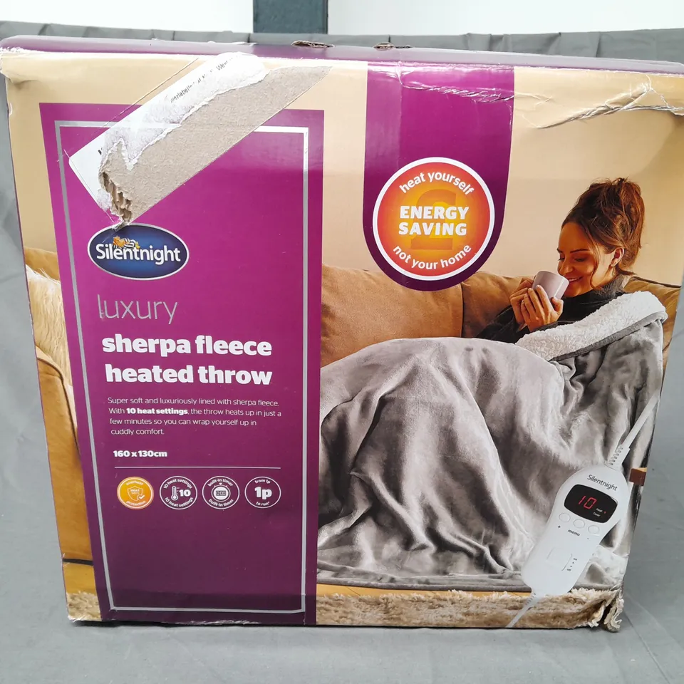 BOXED SILENTNIGHT LUXURY SHERPA FLEECE HEATED THROW