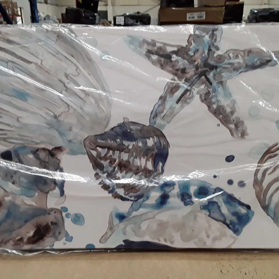 CERULEAN SEASHELLS II BY JUNE ERICA VESS - WRAPPED CANVAS PAINTING 