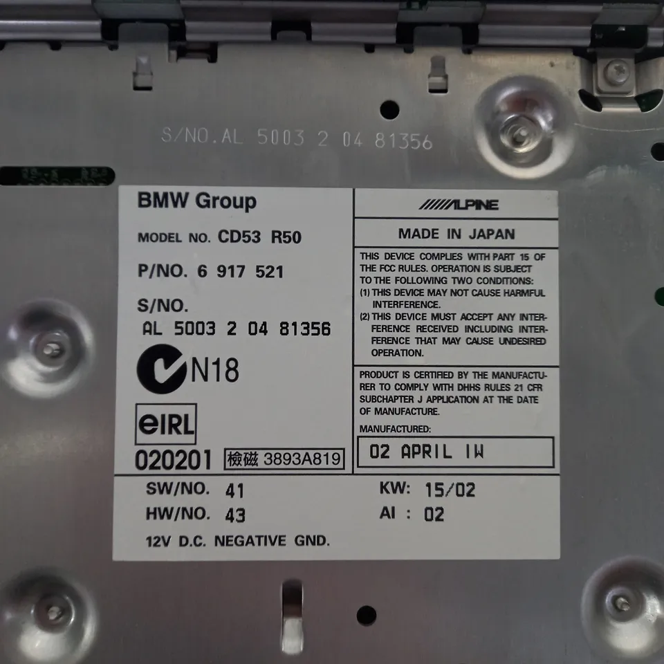 alpine cd/radio for bmw  