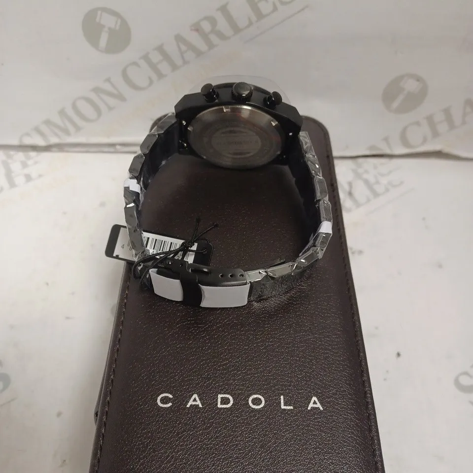 BOXED CADOLA GENTS LTD ED COSWORTH COSTIN SWISS CHRONO WITH ADDITIONAL STRAP - STAINLESS STEEL - 10 ATM - CARBON FIBRE DETAIL. 