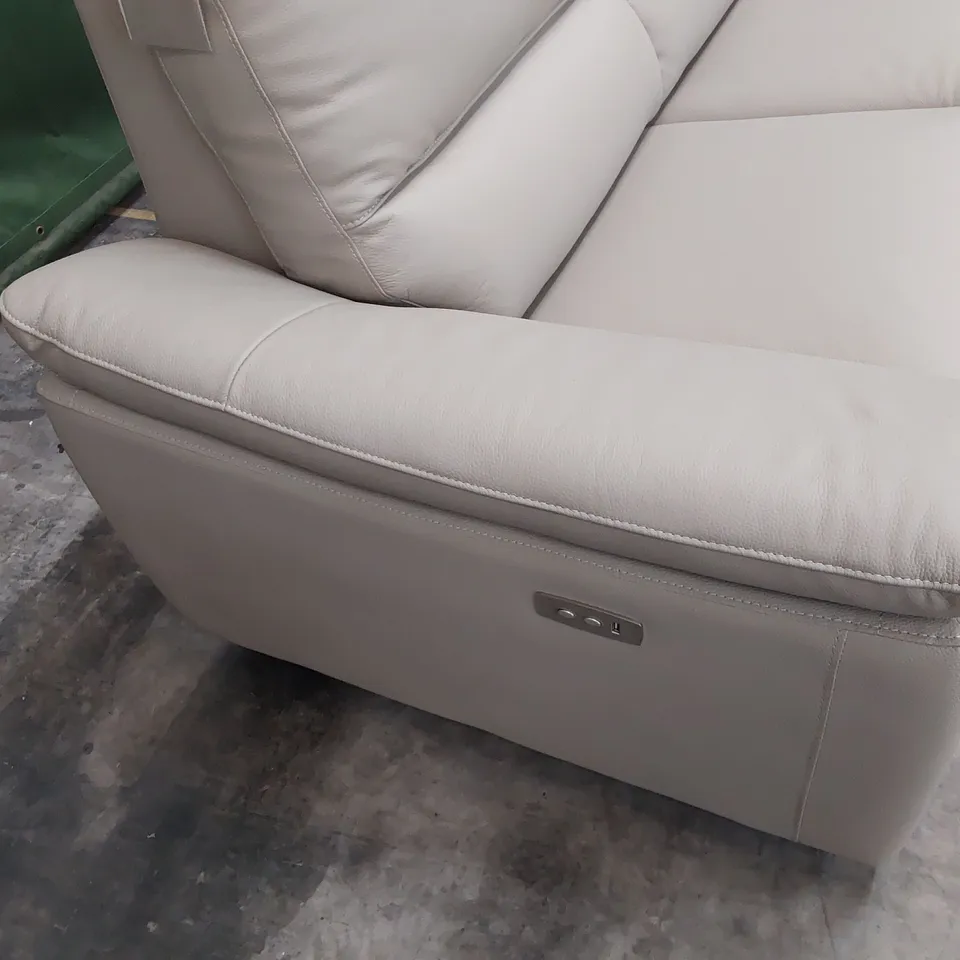 DESIGNER ITALIAN STYLE POWER RECLINING THREE SEATER SOFA BEIGE LEATHER
