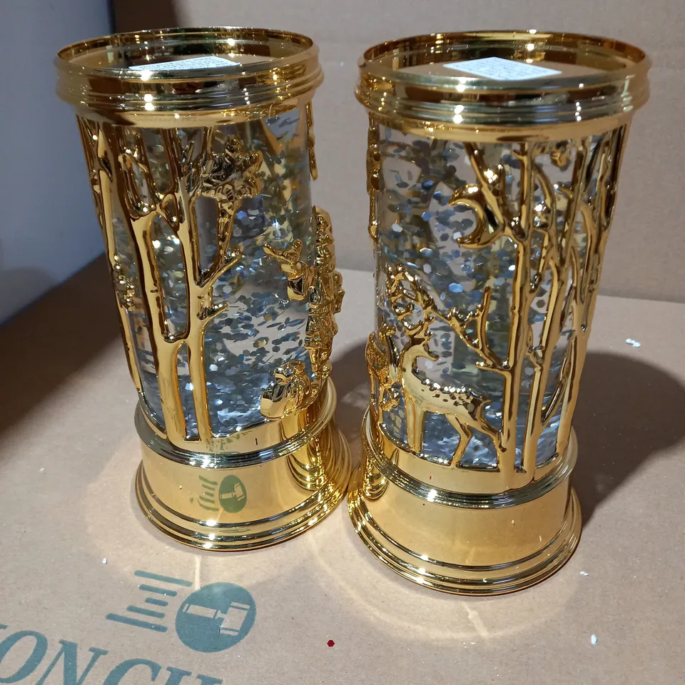 HOME REFLECTIONS SET OF PRELIT SWIRLING GLITTER SCENIC PILLARS