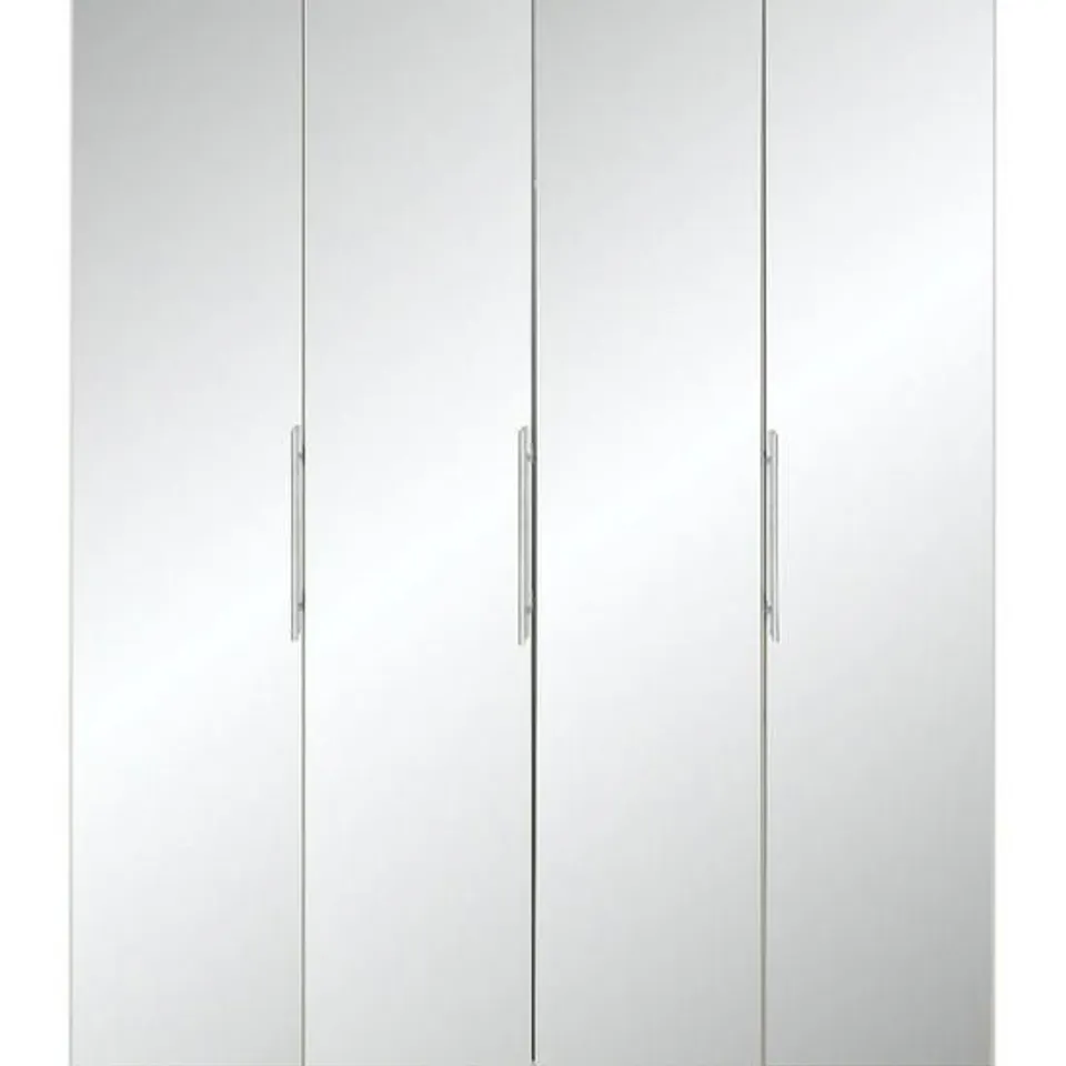 BOXED GRADE 1 PRAGUE MIRRORED 4-DOOR WARDROBE (4 BOXES)