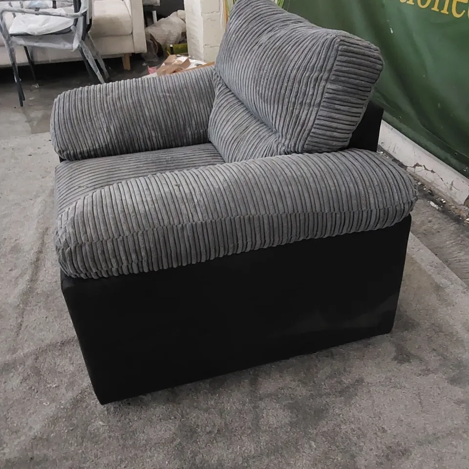 AMALFI FABRIC& FAUX LEATHER ARMCHAIR 