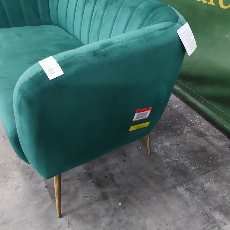 DESIGNER AYLIN TWO SEATER SOFA GREEN PLUSH FABRIC