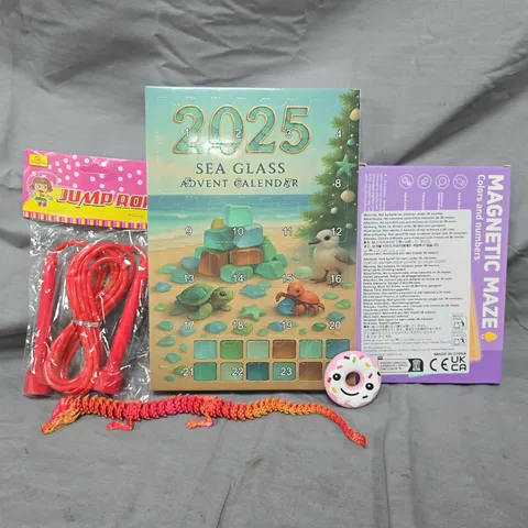 APPROXIMATELY 10 ASSORTED TOYS AND GAMES TO INCLUDE 2025 SEA GLASS ADVENT CALENDAR, ETC