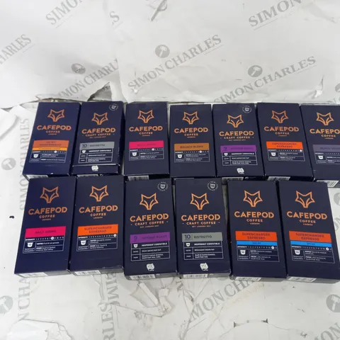 13 CAFEPOD COFFEE LONDON PODS OF VARIED FLAVOURS - OH MY GINGERBREAD, RISTRETTO, AND DAILY GRIND ETC.