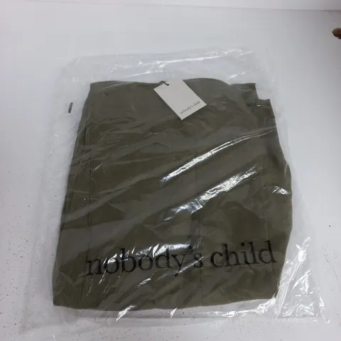 BAGGED NOBODYS CHILD PLEAT FRONT WIDE LEG TROUSERS IN GREEN - UK 10