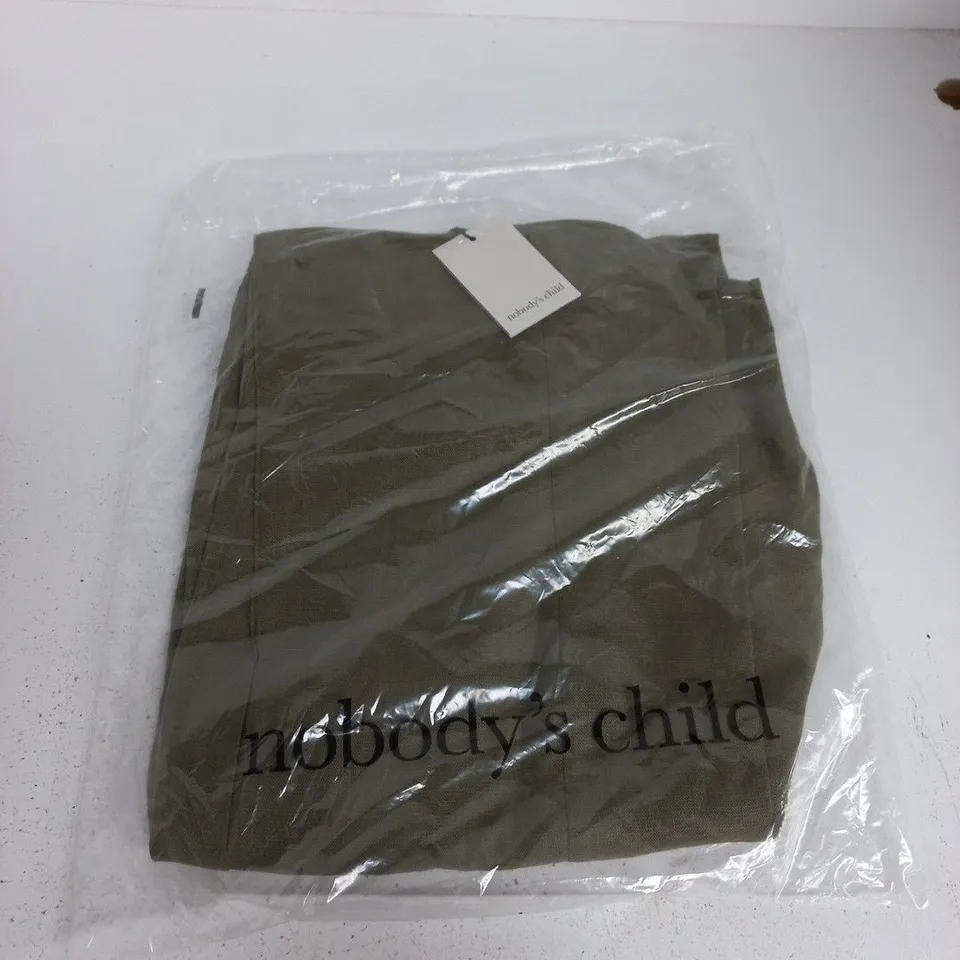 BAGGED NOBODYS CHILD PLEAT FRONT WIDE LEG TROUSERS IN GREEN - UK 10