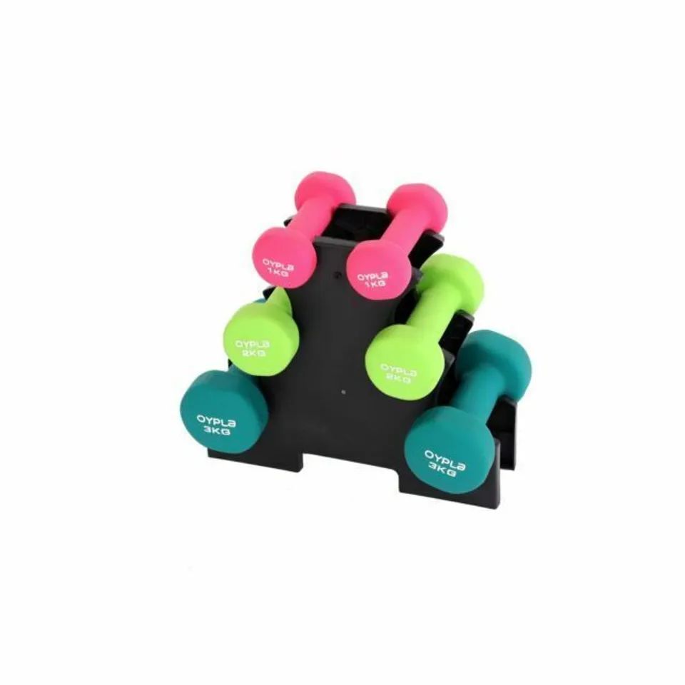 OYPLA NEOPRENE HAND DUMBBELL SET WITH STAND – 12KG BOXED
