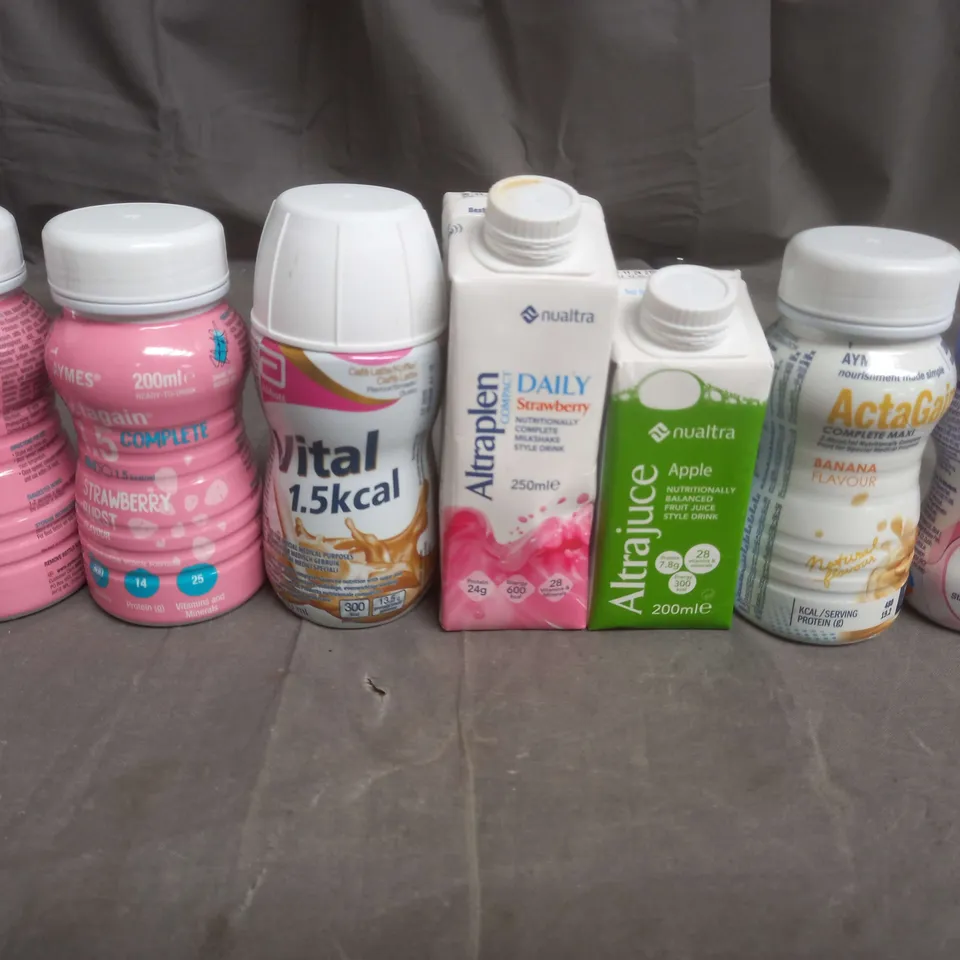 APPROXIMATELY 20 ASSORTED FOOD AND DRINK ITEMS TO INCLUDE ALTRAPLEN, ALTRAJUICE AND AYMES - COLLECTION ONLY