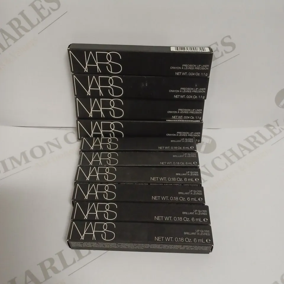 LOT OF 10 ASSORTED NARS LIP LINER AND LIP GLOSS