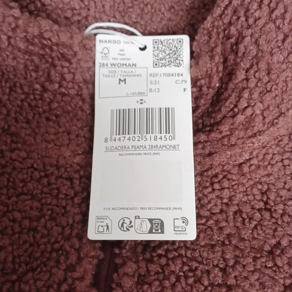 MANGO WOMEN'S ZIP-FRONT FLEECE JACKET – PINK, SIZE M