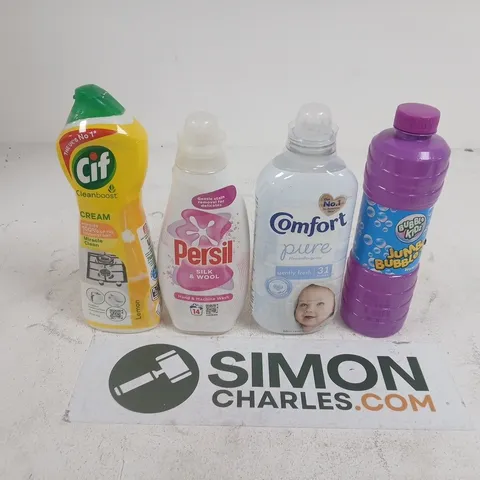 APPROXIMATELY 15 ASSORTED HOUSEHOLD PRODUCTS TO INCLUDE : CIF CREAM, PERSIL SILK & WOOL, COMFORT PURE & BUBBLES