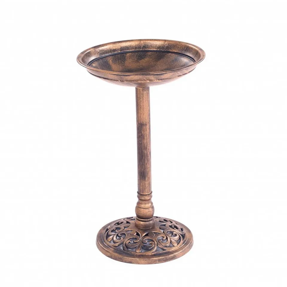 TRADITIONAL ORNAMENTAL PEDESTAL GARDEN WATER BIRD BATH (BRONZE)