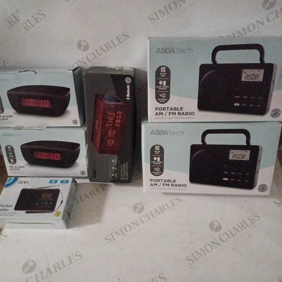 LOT OF 6 ASSORTED RADIOS AND ALARM CLOCKS