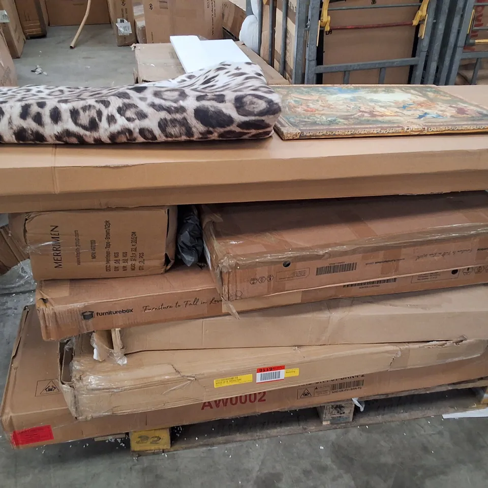 PALLET OF ASSORTED HOUSEHOLD AND FLAT PACK FURNITURE PARTS