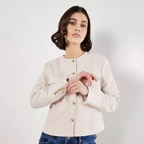 Apricot Tailored Clean Neck Jacket - SIZE M 