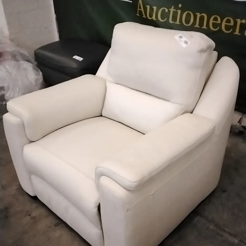 QUALITY ITALIAN DESIGNER AVOLA MANUAL RECLINER ARMCHAIR CREAM LEATHER