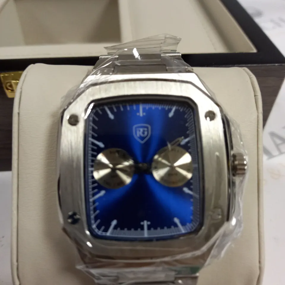 MENS RAYMOND GAUDIN BLUE DIAL- STAINLESS STEEL WATCH 